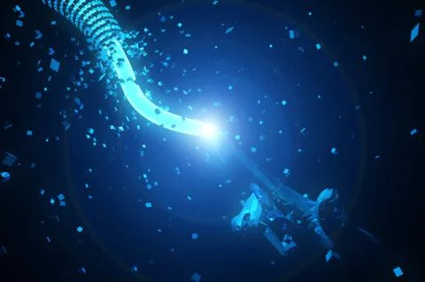 Artificial intelligence finger and network data transmission Stock Illustration