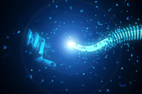 Artificial intelligence finger and network data transmission Stock Illustration