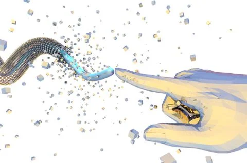 Artificial intelligence finger and network data transmission Illustrazione stock
