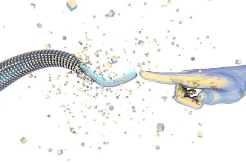 Artificial intelligence finger and network data transmission Stock Illustration