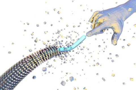 Artificial intelligence finger and network data transmission Illustrazione stock