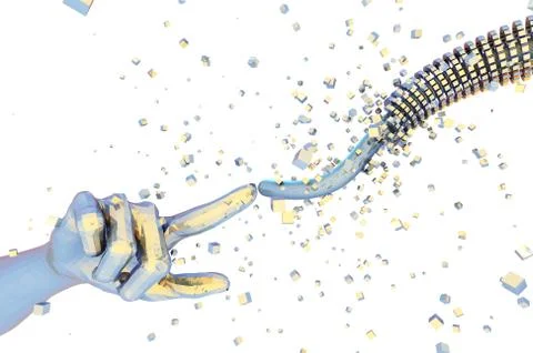 Artificial intelligence finger and network data transmission Stock Illustration