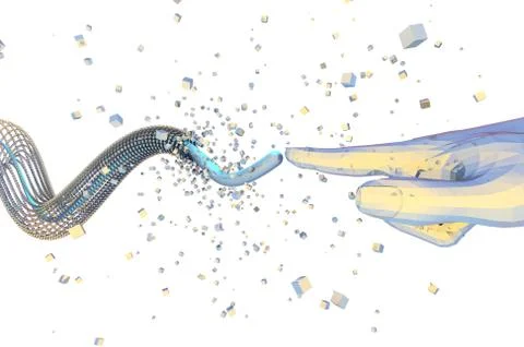 Artificial intelligence finger and network data transmission Stock Illustration