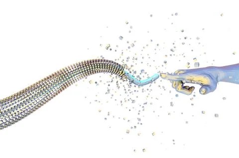 Artificial intelligence finger and network data transmission Illustrazione stock