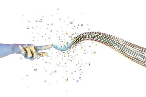 Artificial intelligence finger and network data transmission Illustrazione stock