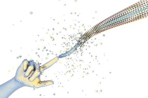 Artificial intelligence finger and network data transmission Stock Illustration