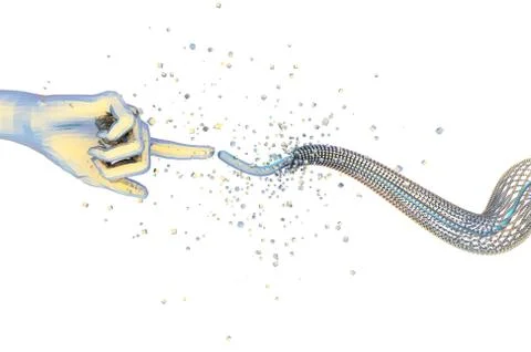 Artificial intelligence finger and network data transmission Illustrazione stock