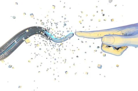 Artificial intelligence finger and network data transmission Stock Illustration