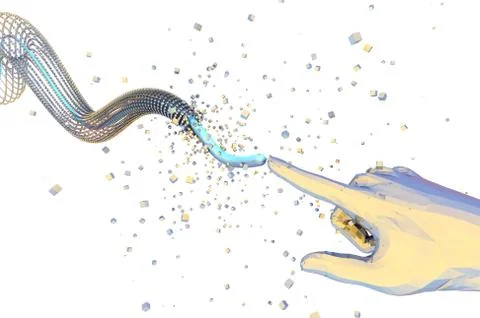 Artificial intelligence finger and network data transmission Stock Illustration