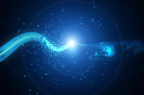 Artificial intelligence finger and network data transmission Stock Illustration