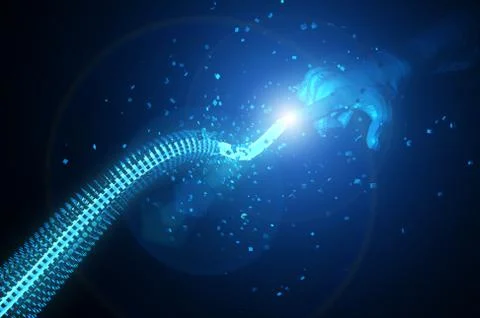 Artificial intelligence finger and network data transmission Illustrazione stock