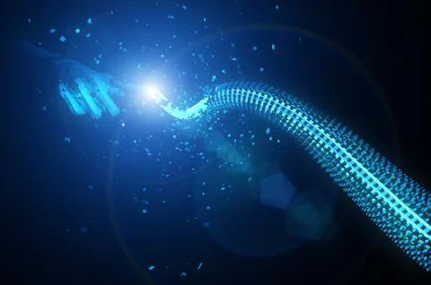 Artificial intelligence finger and network data transmission Stock Illustration