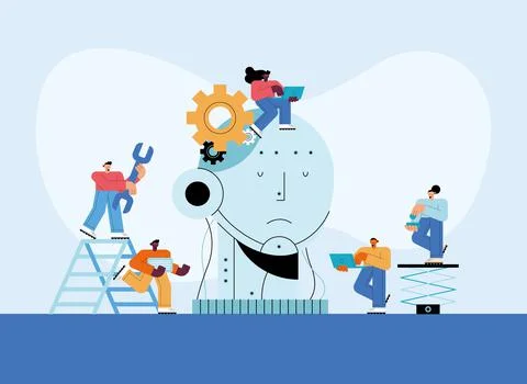 Artificial intelligence five users 스톡 일러스트