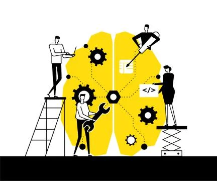 Artificial intelligence - flat design style vector illustration Stock Illustration