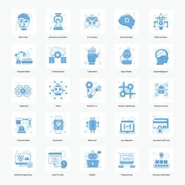 Artificial Intelligence Flat Icons Pack Stock Illustration