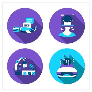 Artificial intelligence flat icons set Illustrazione stock