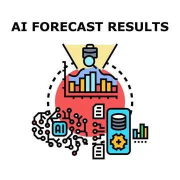 Artificial intelligence forecasting results and data analytics concept Stock Illustration