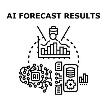Artificial intelligence forecasting results and data analytics concept Stock Illustration