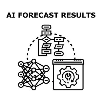 Artificial intelligence forecasting results process visualization Stock Illustration