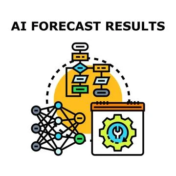 Artificial intelligence forecasting results process visualization Stockillustratie