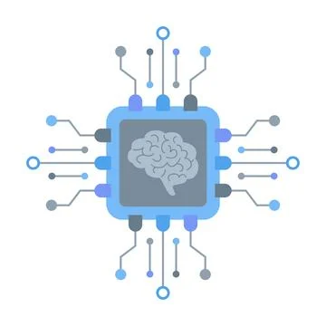 Artificial intelligence in the form of a processor circuit with the brain Illustrazione stock