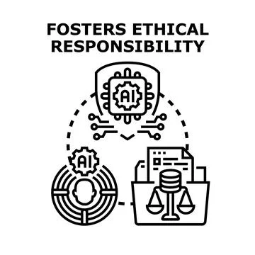 Artificial intelligence fostering ethical responsibility and legal compliance Illustrazione stock