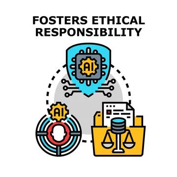 Artificial intelligence fostering ethical responsibility and legal compliance Stock Illustration