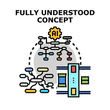 Artificial intelligence fully understanding complex technology concepts Stock Illustration