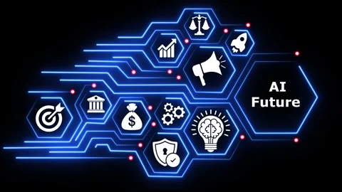 Artificial intelligence future concept digital network icon animation. 動画素材 336225445
