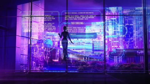 Artificial intelligence of the future decodes information, 3D render. Video stock 219718117