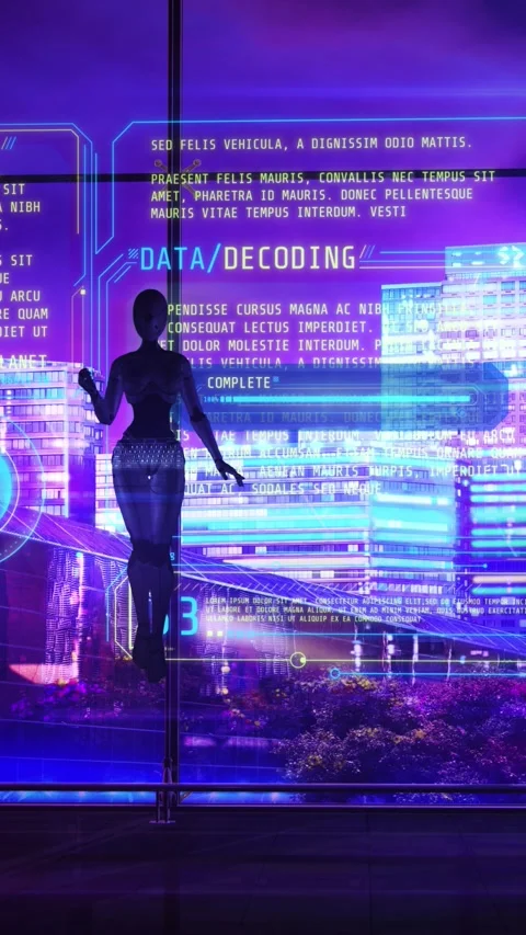 Artificial intelligence of the future decodes information, 3D render. Video stock 290286800