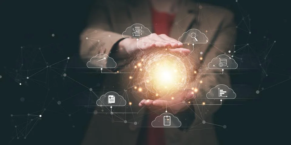 Artificial intelligence future innovation, cloud computing network technolo.. Stock Photos