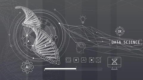 Artificial intelligence is the future in the scientific field. Stock Illustration