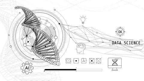 Artificial intelligence is the future in the scientific field. Stock Illustration