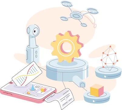 Artificial Intelligence. Future technology, neural network in industry イラスト素材