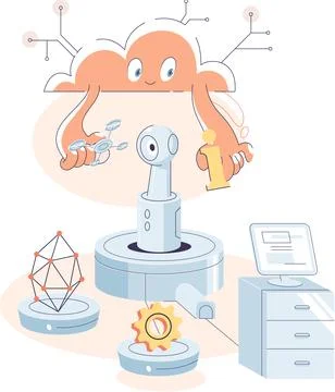 Artificial Intelligence, future technology. Technical and science innovation Stock Illustration