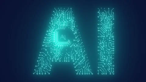 Artificial intelligence futuristic neon glow animation Stock Footage 240737673