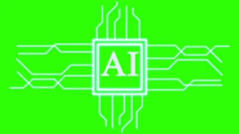 Artificial Intelligence Futuristic techno circuit with green screen Stock Footage 210351190