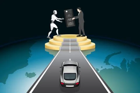 Artificial Intelligence futuristic technology innovative concepts, businessma Stock Illustration