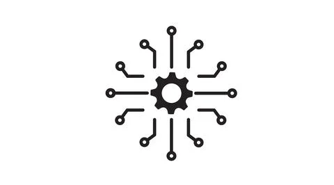 Artificial intelligence gear icon with circuit lines Stock Illustration