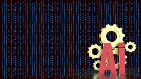 Artificial Intelligence Gears with Binary Code 3d render. 스톡 일러스트