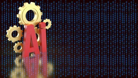 Artificial Intelligence Gears with Binary Code 3d render. 스톡 일러스트