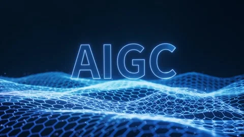 Artificial intelligence generated content text over blue digital hexagon wa.. Stock Footage 332337711