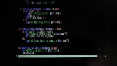 Artificial intelligence generates code on computer screen in dark mode. Lan.. Stock Footage 333143449