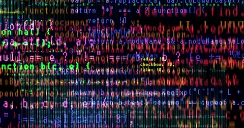 Artificial intelligence generates lines of computer code in black space. The 動画素材 266790625