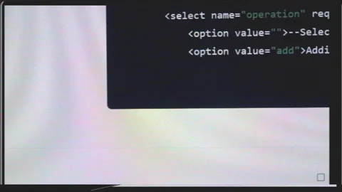 The artificial intelligence generates php code on the computer screen and Stock Footage 237585063