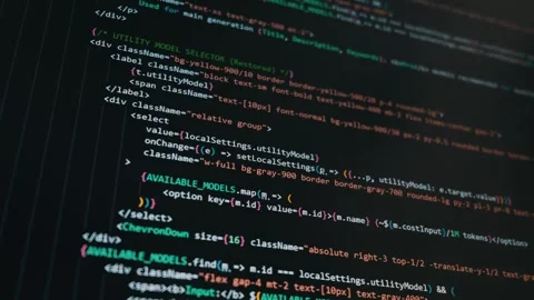 Artificial Intelligence Generating Code on Dark Screen with Close Up Details Stock Footage 334728115