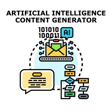 Artificial intelligence generating digital content and new ideas 库存插图