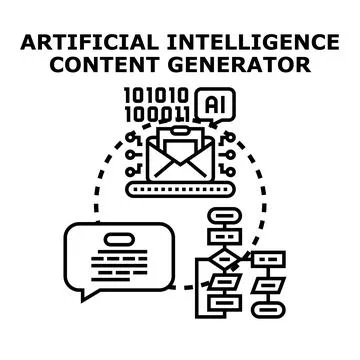 Artificial intelligence generating digital content and new ideas Stock Illustration