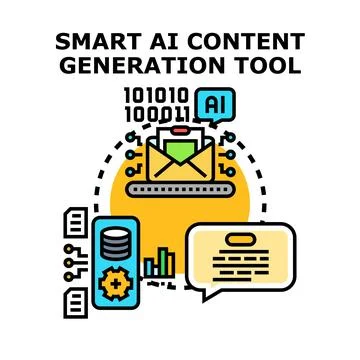 Artificial intelligence generating digital content marketing Stock Illustration